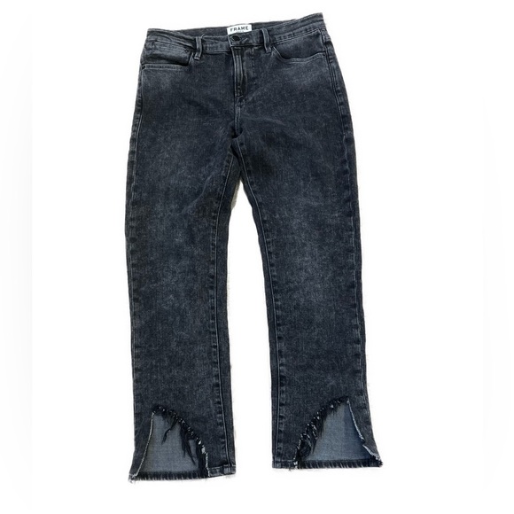 Frame Le High Straight Le Frayed Notch Hem Cropped Jeans sz 26 - Picture 13 of 16